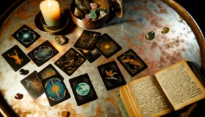 La tarologia, pratica millenaria di lettura delle carte, ci permette di esplorare il destino attraverso simboli e intuizioni. Le sue origini risalgono a migliaia di anni fa, con riferimenti alle carte da gioco in Cina nel IX secolo, e i tarocchi europei diffusi dal XV secolo. La lettura delle carte si basa su schemi chiamati "spread" e sull'interpretazione dei simboli, con significati specifici per ogni carta in relazione alla sua posizione.