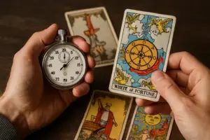 calcolo dei tempi con i tarocchi, L’uso di tecniche come la lettura a tre carte o il Celtic Cross permette di ottenere informazioni temporali dettagliate, aiutando il consultante a pianificare il proprio percorso con maggiore chiarezza.