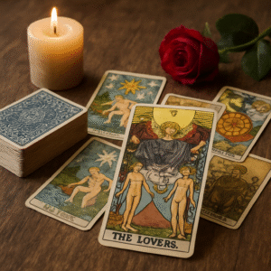 Un rituale con i tarocchi per il ritorno di un amore può includere meditazioni, l’accensione di candele simboliche, e l’utilizzo consapevole di carte come guida spirituale.
