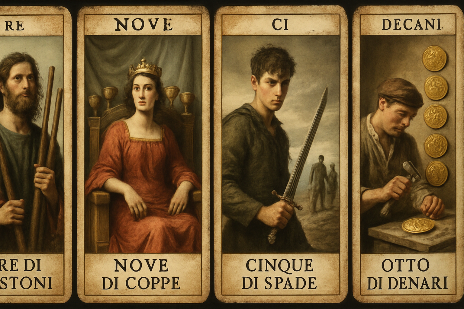 Attraverso i tarocchi decani, è possibile decifrare schemi ciclici e connessioni energetiche che influenzano la vita del consultante.