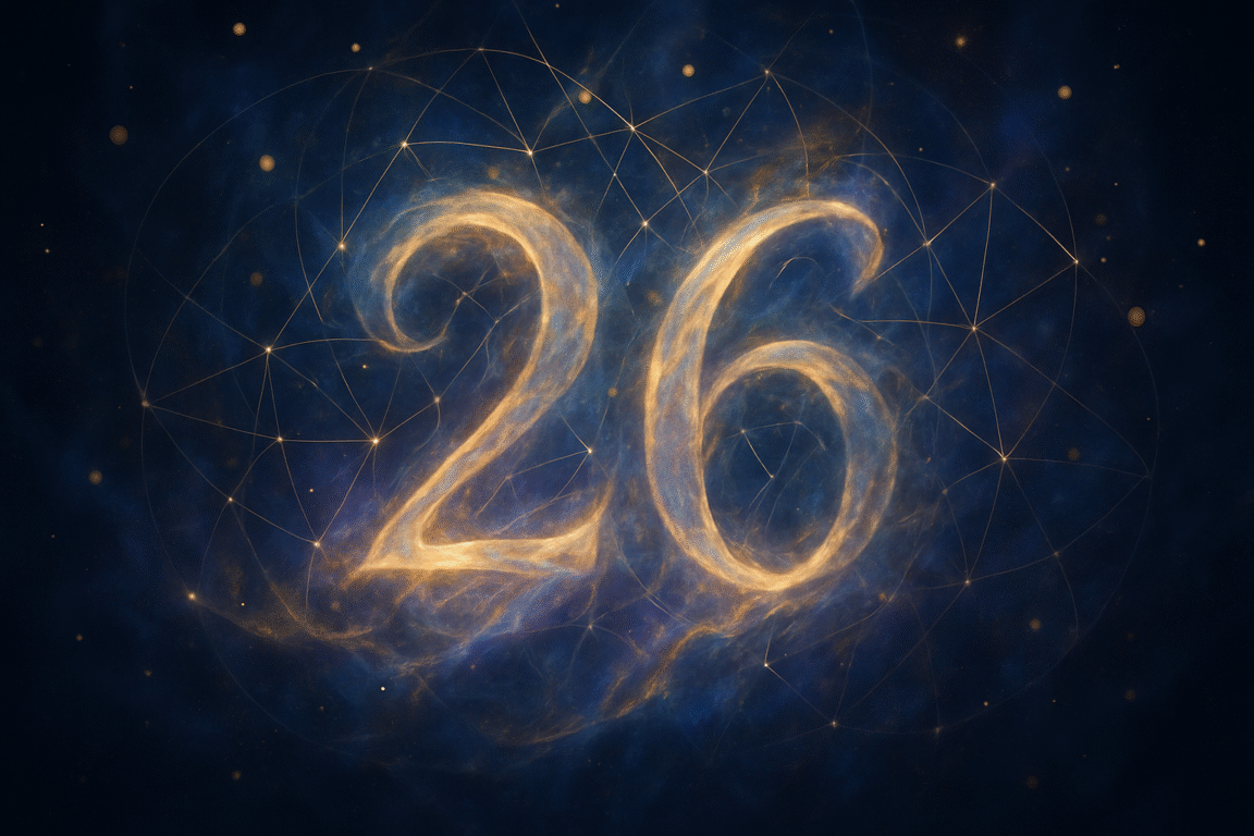Il numero 26 è considerato un numero sacro in molte tradizioni, legato al cambiamento e alla rinascita spirituale, che simboleggia la ciclicità dell’esistenza e l’interazione tra mondi opposti.